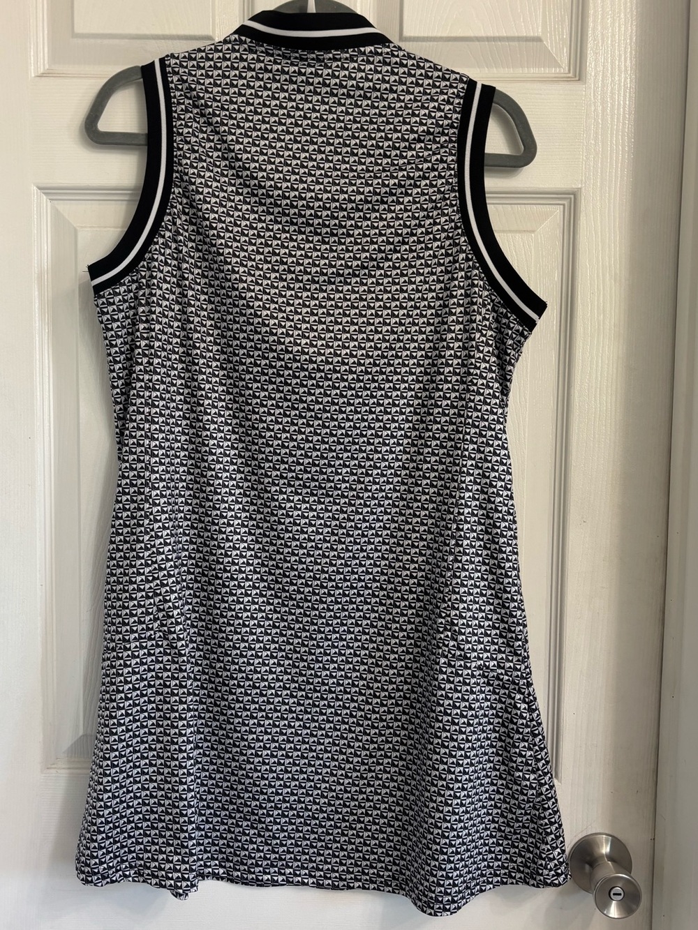 Maelreg Sleeveless Black & White Patterned Mini Polo Dress Large - Picture 2 of 7